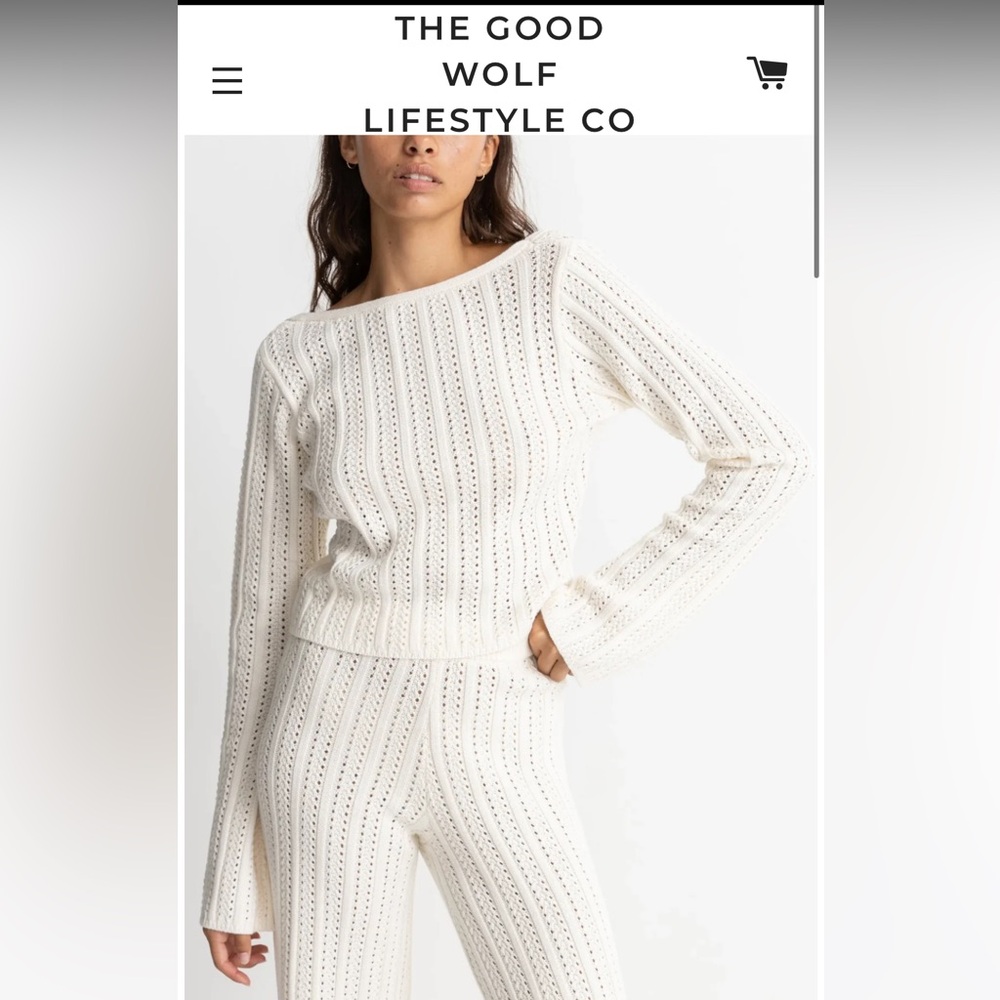 Rhythm Charlize Knit Long Sleeve Top - White
